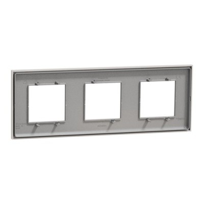 Schneider - Unica Déco - Plaque de finition - Gris pierre - 3 postes horiz vert - Réf : NU600624