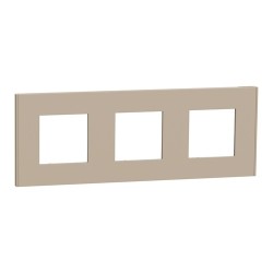 Schneider - Unica Déco - Plaque de finition - Taupe - 3 postes horiz vert - Réf : NU600626