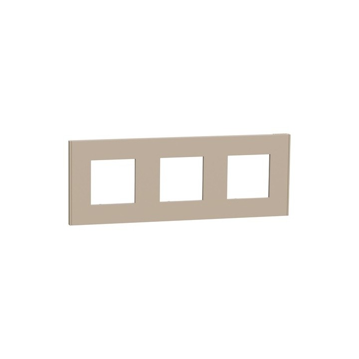 Schneider - Unica Déco - Plaque de finition - Taupe - 3 postes horiz vert - Réf : NU600626