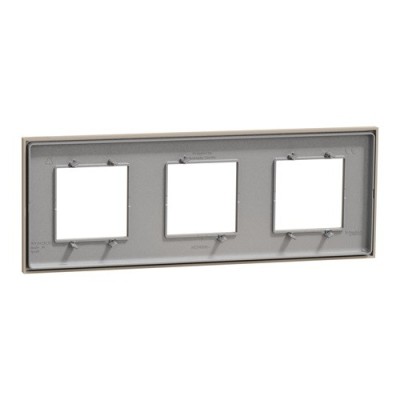 Schneider - Unica Déco - Plaque de finition - Taupe - 3 postes horiz vert - Réf : NU600626