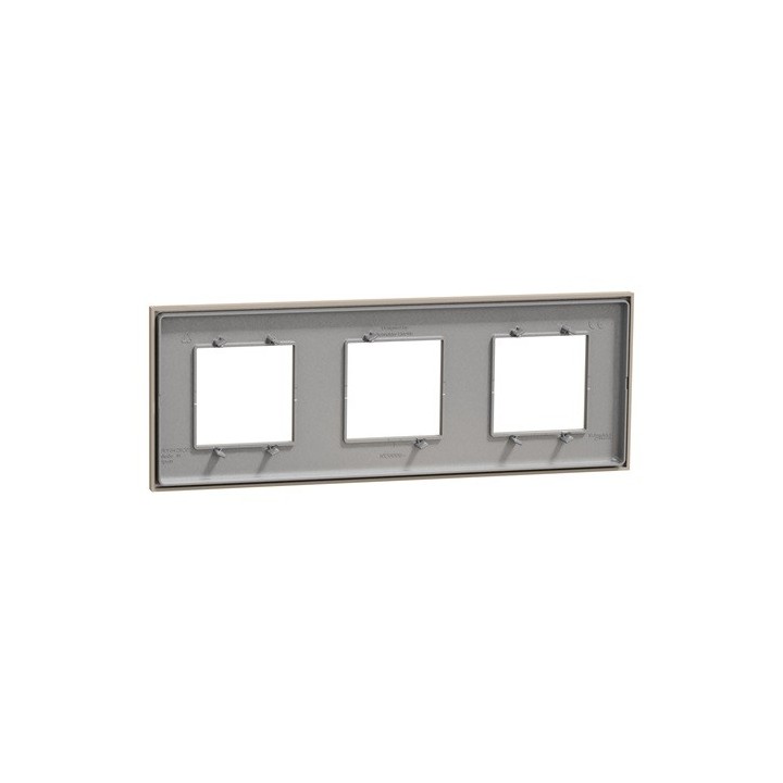 Schneider - Unica Déco - Plaque de finition - Taupe - 3 postes horiz vert - Réf : NU600626