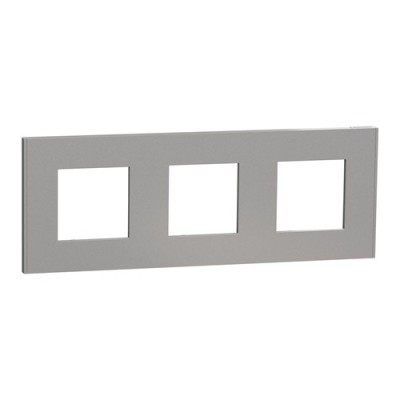 Schneider - Unica Déco - Plaque de finition - Aluminium - 3 postes horiz vert - Réf : NU600630