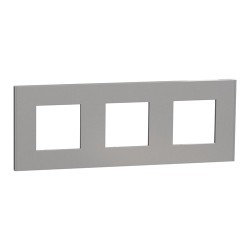 Schneider - Unica Déco - Plaque de finition - Aluminium - 3 postes horiz vert - Réf : NU600630