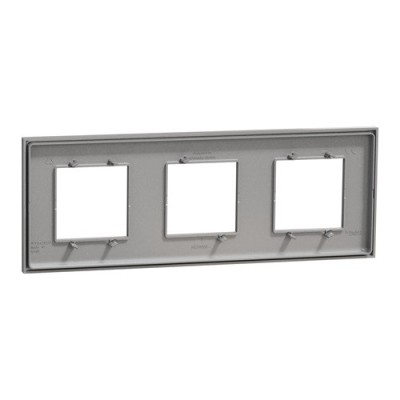 Schneider - Unica Déco - Plaque de finition - Aluminium - 3 postes horiz vert - Réf : NU600630