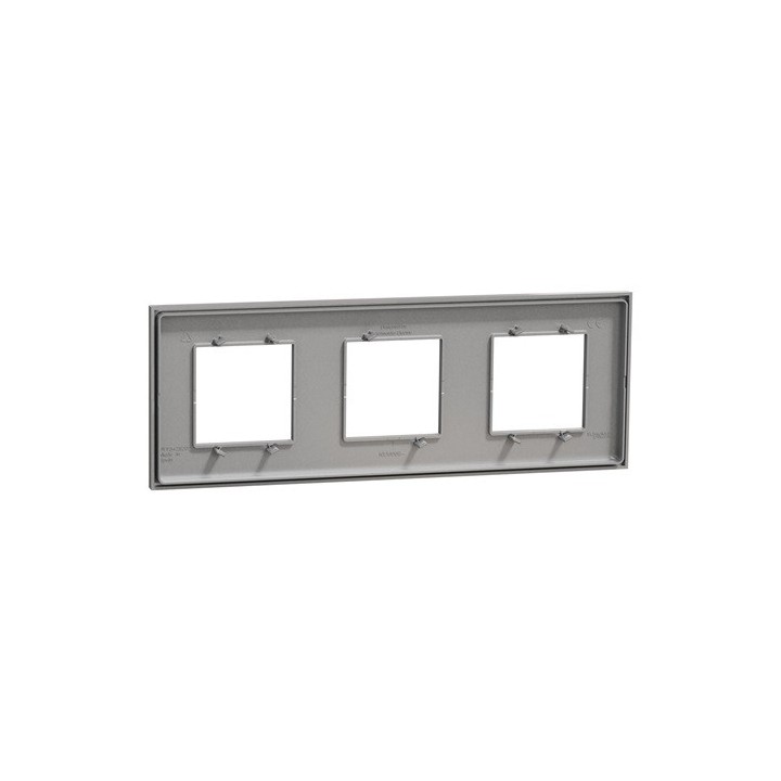 Schneider - Unica Déco - Plaque de finition - Aluminium - 3 postes horiz vert - Réf : NU600630