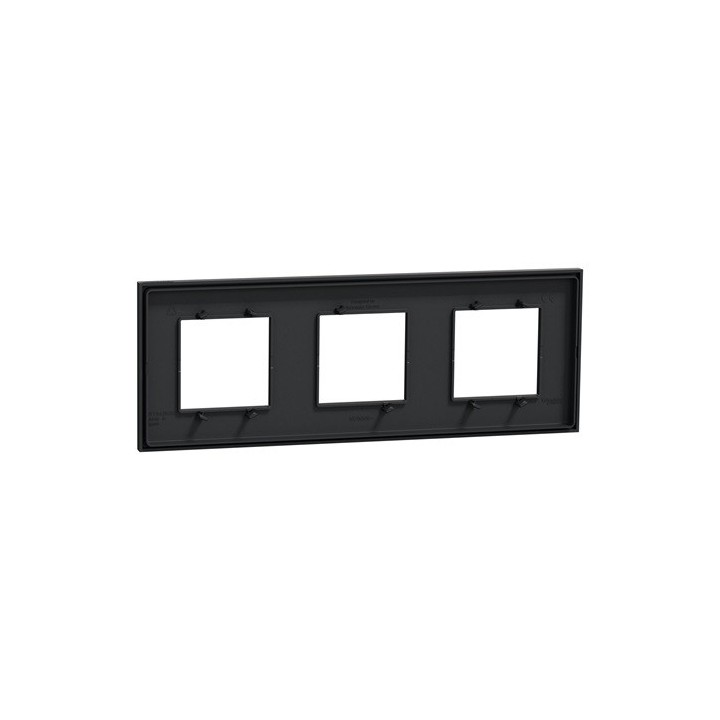 Schneider - Unica Déco - Plaque de finition - Anthracite - 3 postes horiz vert - Réf : NU600654