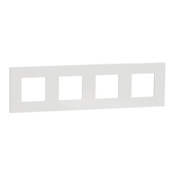 Schneider - Unica Déco - Plaque de finition - Blanc - 4 postes horiz vert - Réf : NU600818