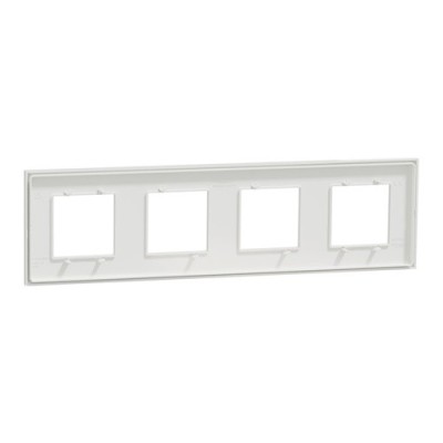 Schneider - Unica Déco - Plaque de finition - Blanc - 4 postes horiz vert - Réf : NU600818