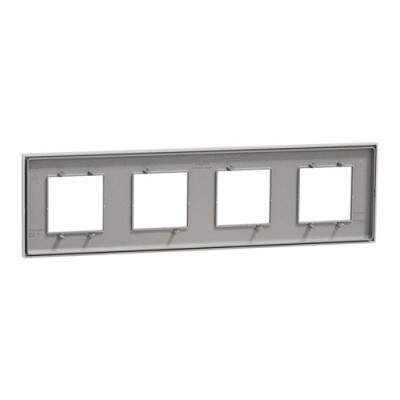 Schneider - Unica Déco - Plaque de finition - Gris pierre - 4 postes horiz vert - Réf : NU600824