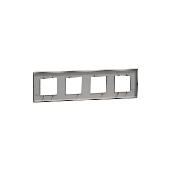 Schneider - Unica Déco - Plaque de finition - Gris pierre - 4 postes horiz vert - Réf : NU600824