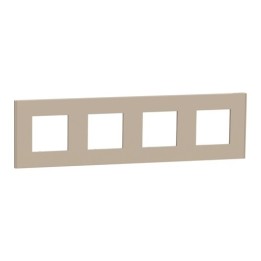 Schneider - Unica Déco - Plaque de finition - Taupe - 4 postes horiz vert - Réf : NU600826