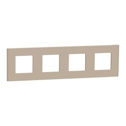 Schneider - Unica Déco - Plaque de finition - Taupe - 4 postes horiz vert - Réf : NU600826
