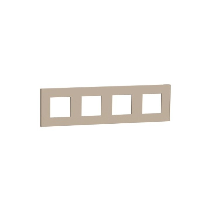Schneider - Unica Déco - Plaque de finition - Taupe - 4 postes horiz vert - Réf : NU600826