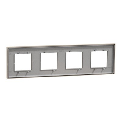 Schneider - Unica Déco - Plaque de finition - Taupe - 4 postes horiz vert - Réf : NU600826