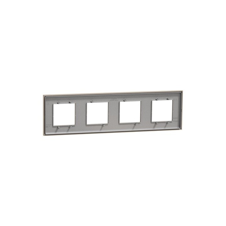 Schneider - Unica Déco - Plaque de finition - Taupe - 4 postes horiz vert - Réf : NU600826