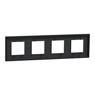 Schneider - Unica Déco - Plaque de finition - Anthracite - 4 postes horiz vert - Réf : NU600854