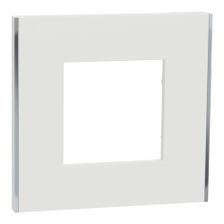 Schneider - Unica Déco - Plaque de finition - Blanc liseré argent - 1P - Réf : NU600240