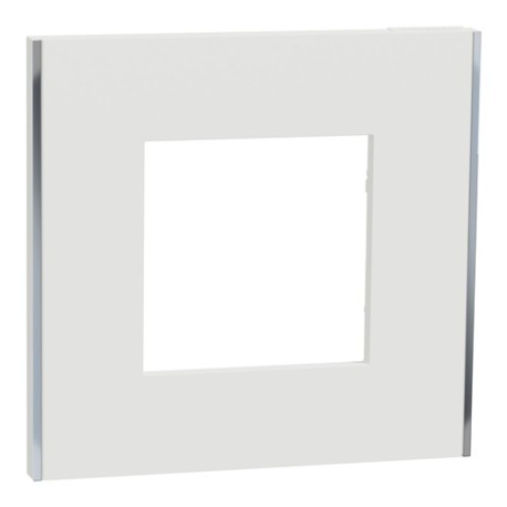 Schneider - Unica Déco - Plaque de finition - Blanc liseré argent - 1P - Réf : NU600240