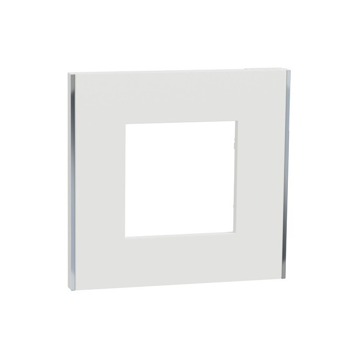 Schneider - Unica Déco - Plaque de finition - Blanc liseré argent - 1P - Réf : NU600240