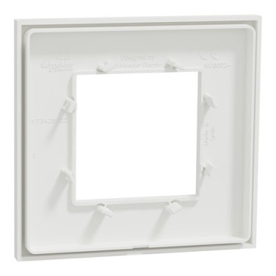 Schneider - Unica Déco - Plaque de finition - Blanc liseré argent - 1P - Réf : NU600240