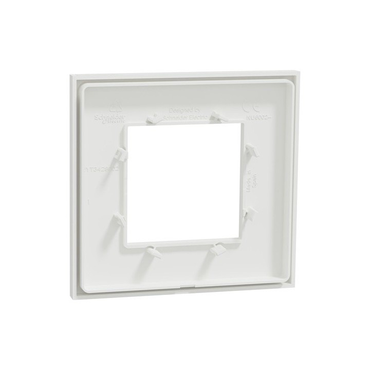 Schneider - Unica Déco - Plaque de finition - Blanc liseré argent - 1P - Réf : NU600240