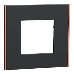 Schneider - Unica Déco - Plaque de finition - Anthracite liseré cuivre - 1P - Réf : NU600241