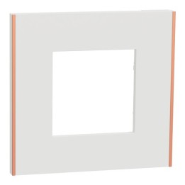 Schneider - Unica Déco - Plaque de finition - Blanc liseré cuivre - 1P - Réf : NU600242