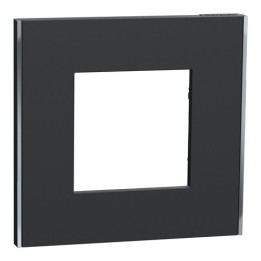 Schneider - Unica Déco - Plaque de finition - Anthra liseré argent - 1P - Réf : NU600243