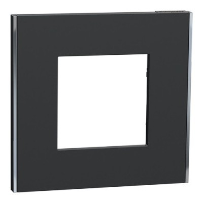 Schneider - Unica Déco - Plaque de finition - Anthra liseré argent - 1P - Réf : NU600243
