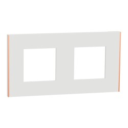 Schneider - Unica Déco - Plaque de finition - Blanc liseré cuivre - 2P horiz vert - Réf : NU600442