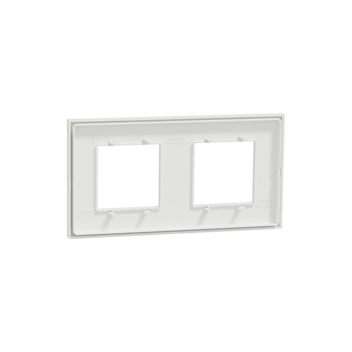 Schneider - Unica Déco - Plaque de finition - Blanc liseré cuivre - 2P horiz vert - Réf : NU600442