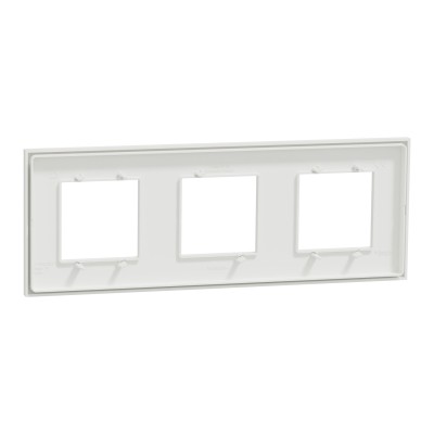 Schneider - Unica Déco - Plaque de finition - Blanc liseré cuivre - 3P horiz vert - Réf : NU600642