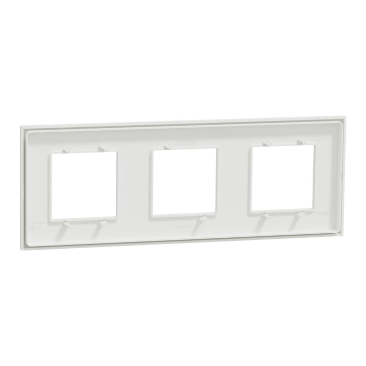 Schneider - Unica Déco - Plaque de finition - Blanc liseré cuivre - 3P horiz vert - Réf : NU600642