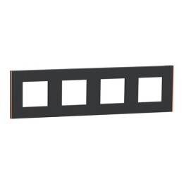 Schneider - Unica Déco - Plaque de finition - Anthra liseré cuivre - 4P horiz vert - Réf : NU600841