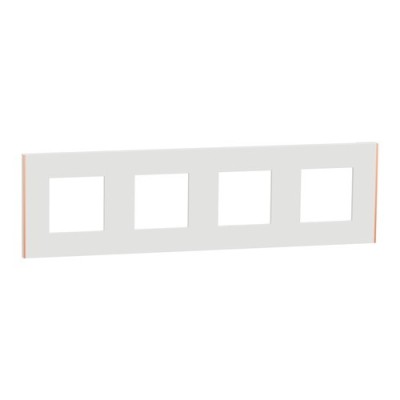 Schneider - Unica Déco - Plaque de finition - Blanc liseré cuivre - 4P horiz vert - Réf : NU600842