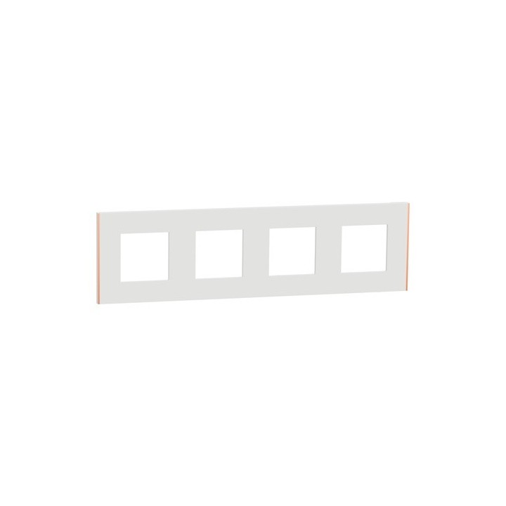 Schneider - Unica Déco - Plaque de finition - Blanc liseré cuivre - 4P horiz vert - Réf : NU600842