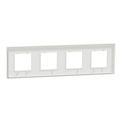 Schneider - Unica Déco - Plaque de finition - Blanc liseré cuivre - 4P horiz vert - Réf : NU600842