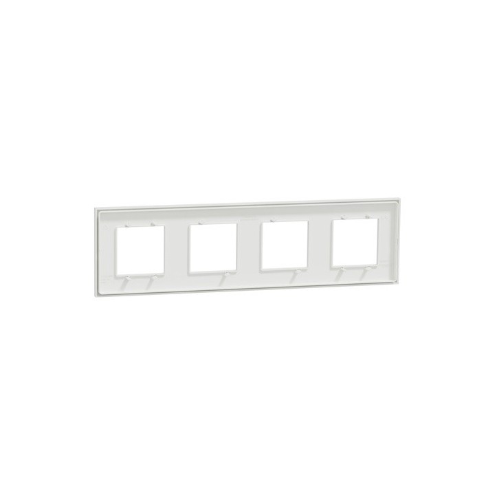 Schneider - Unica Déco - Plaque de finition - Blanc liseré cuivre - 4P horiz vert - Réf : NU600842