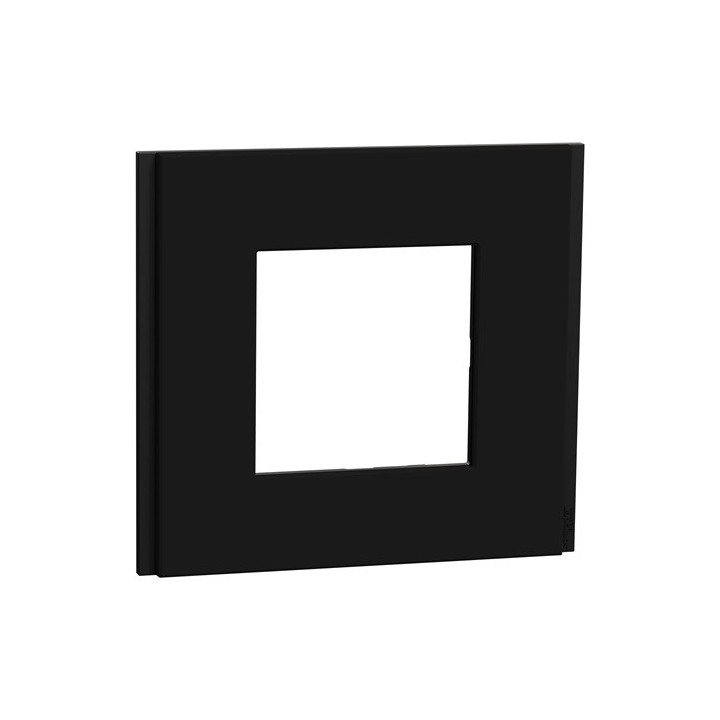Schneider - Unica Déco - Plaque de finition - Gomme noire - 1P - Réf : NU600272
