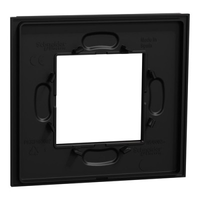 Schneider - Unica Déco - Plaque de finition - Gomme noire - 1P - Réf : NU600272