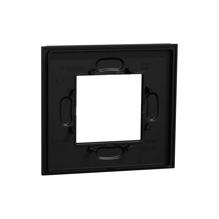 Schneider - Unica Déco - Plaque de finition - Gomme noire - 1P - Réf : NU600272