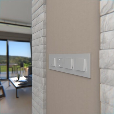 Schneider - Unica Déco - Plaque de finition - Aluminium - 4 postes horiz vert - Réf : NU600830