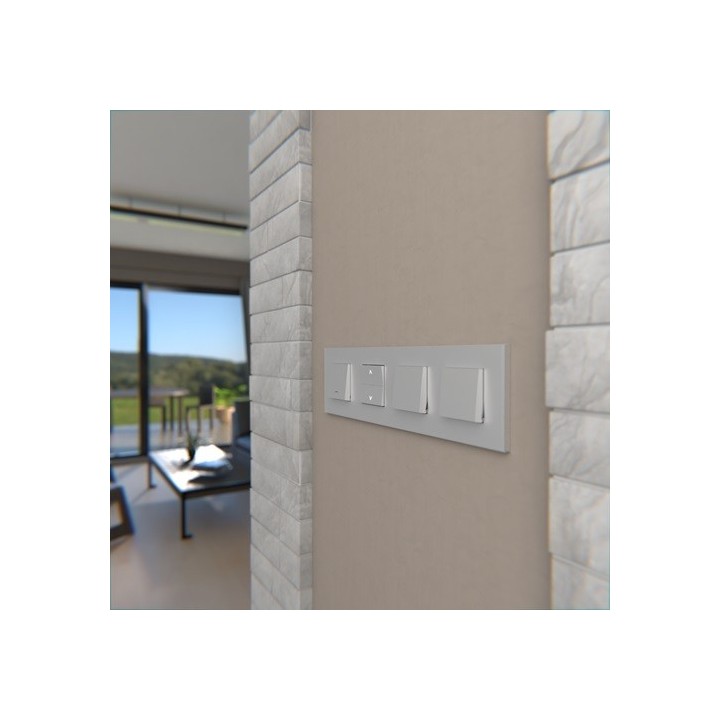 Schneider - Unica Déco - Plaque de finition - Aluminium - 4 postes horiz vert - Réf : NU600830
