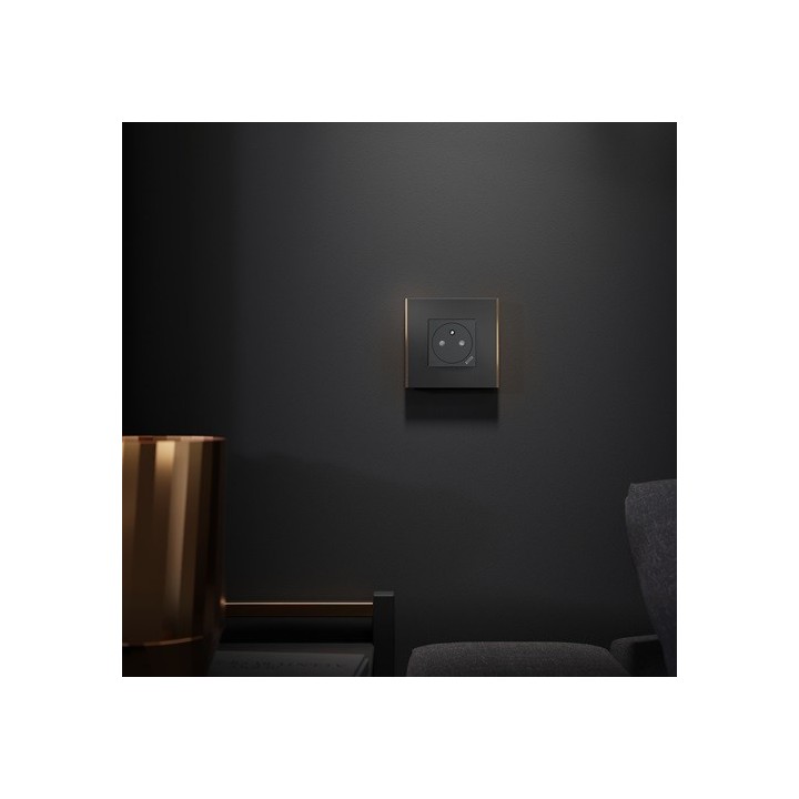 Schneider - Unica Déco - Plaque de finition - Anthracite liseré cuivre - 1P - Réf : NU600241