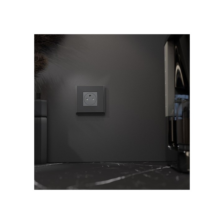 Schneider - Unica Déco - Plaque de finition - Gomme noire - 1P - Réf : NU600272