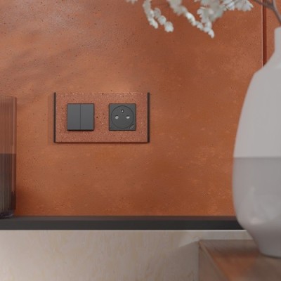 Schneider - Unica Déco - Plaque de finition - Terracotta - 2P horiz vert - Réf : NU600471