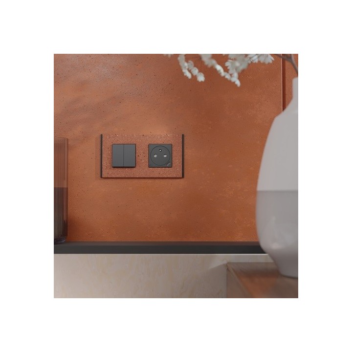 Schneider - Unica Déco - Plaque de finition - Terracotta - 2P horiz vert - Réf : NU600471