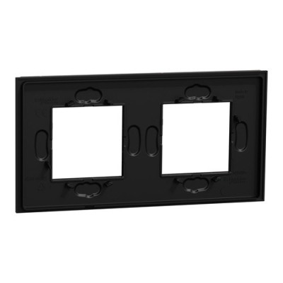 Schneider - Unica Déco - Plaque finition recyclée - Noir nuancé - 2P horiz vert - Réf : NU600474
