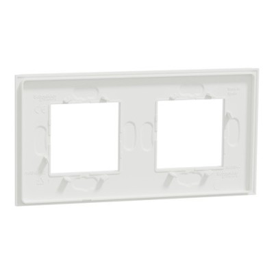 Schneider - Unica Déco - Plaque de finition - Blanc neige - 2P horiz vert - Réf : NU600479