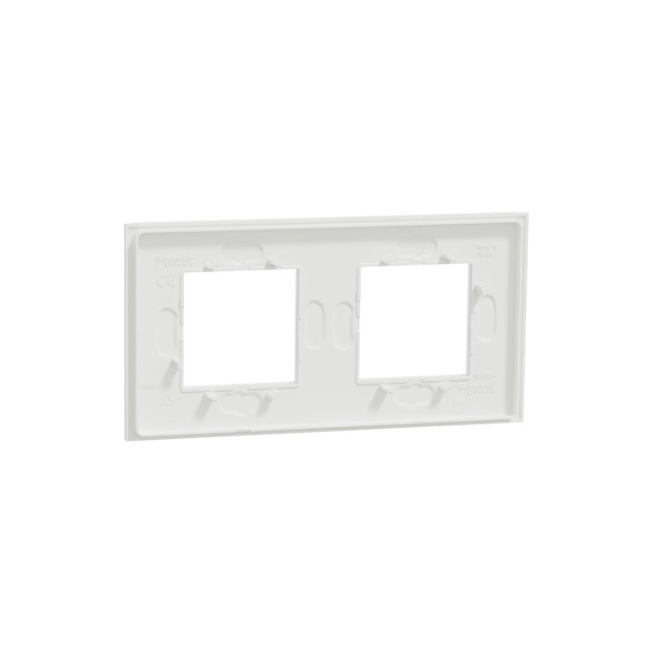 Schneider - Unica Déco - Plaque de finition - Blanc neige - 2P horiz vert - Réf : NU600479